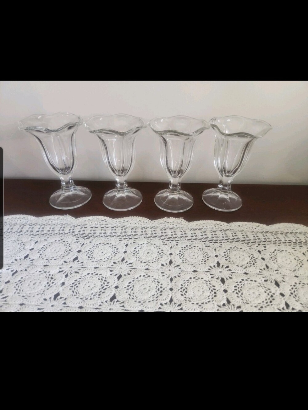 Vintage 6" Clear Glass Dessert Goblets - Set of 4